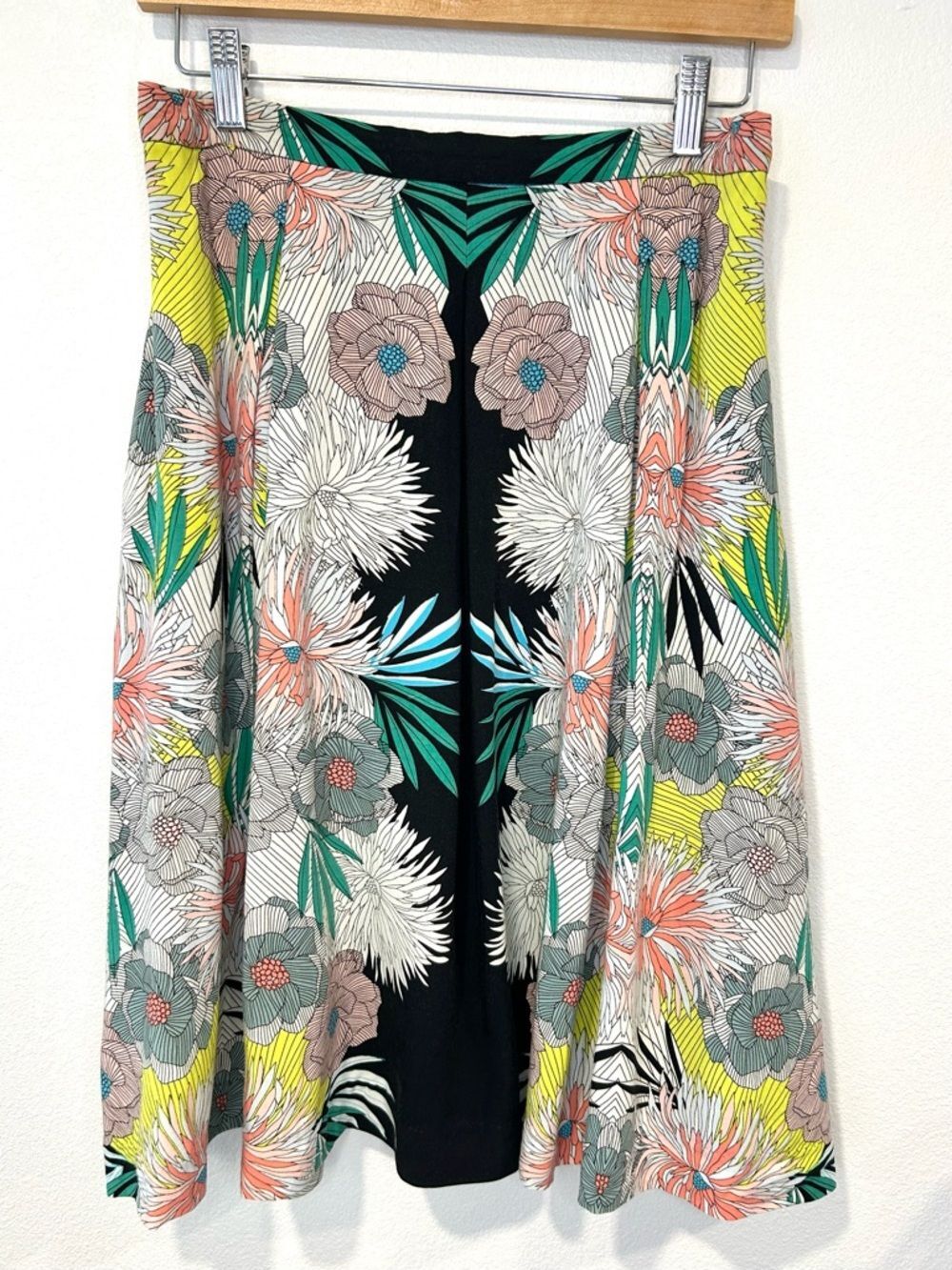 Anthropologie Corey Lynn Calter Floral Art A-Line Skirt Retro Coquette Size 6